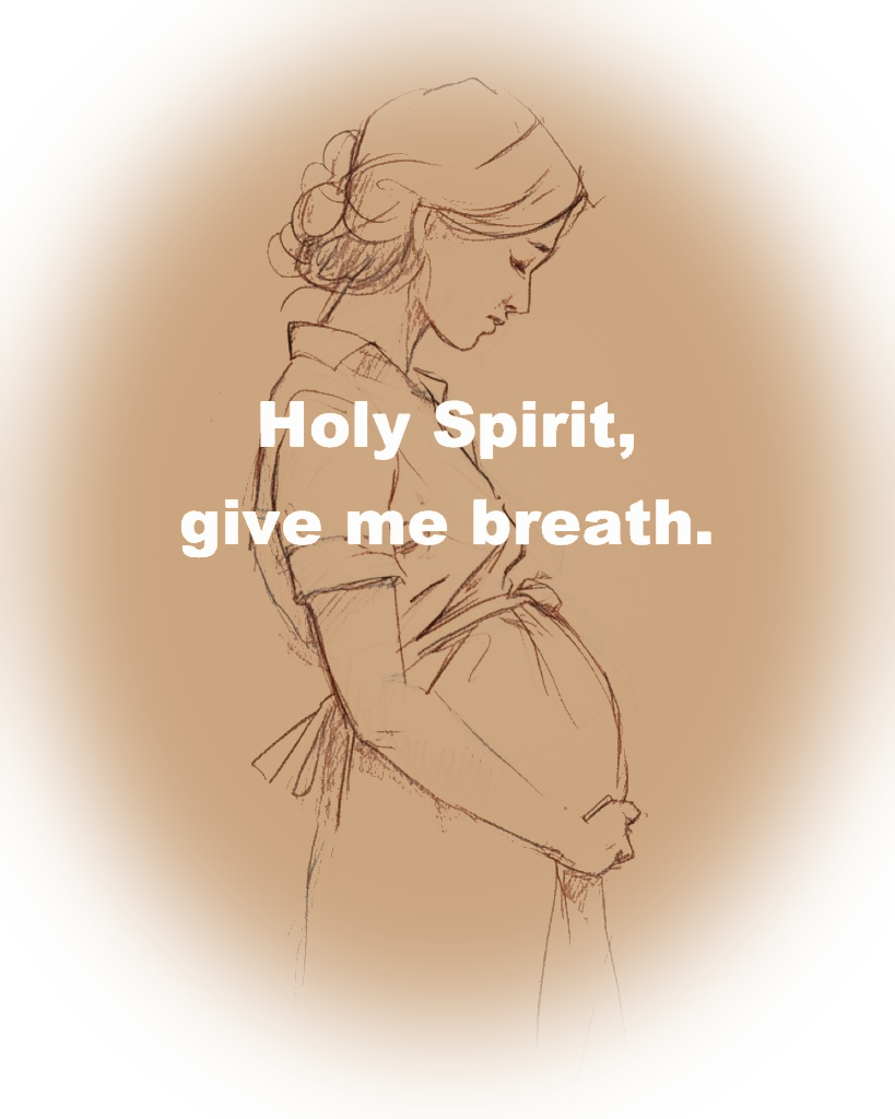 Hand-drawn illustration of a pregnant woman with power statement