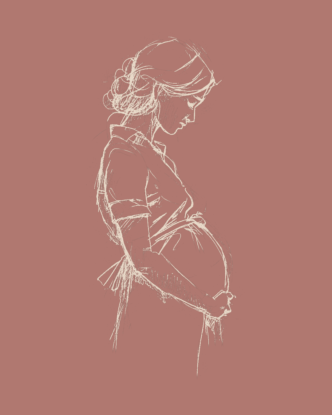 Illustration on blush-ink